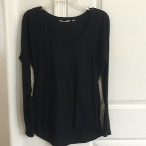 Athleta Lightweight LS Scoop Neck Black Top, S